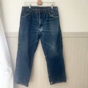 Vintage 90s Dickies Men's 36x30 Plaid Flannel Lined Relaxed Fit Blue Jeans